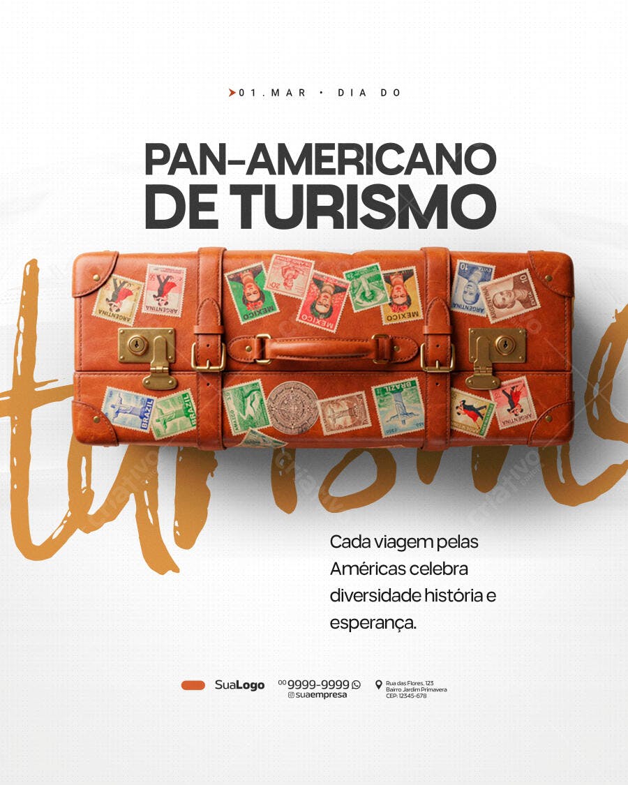 Post Dia Pan-Americano de Turismo Março PSD Editável