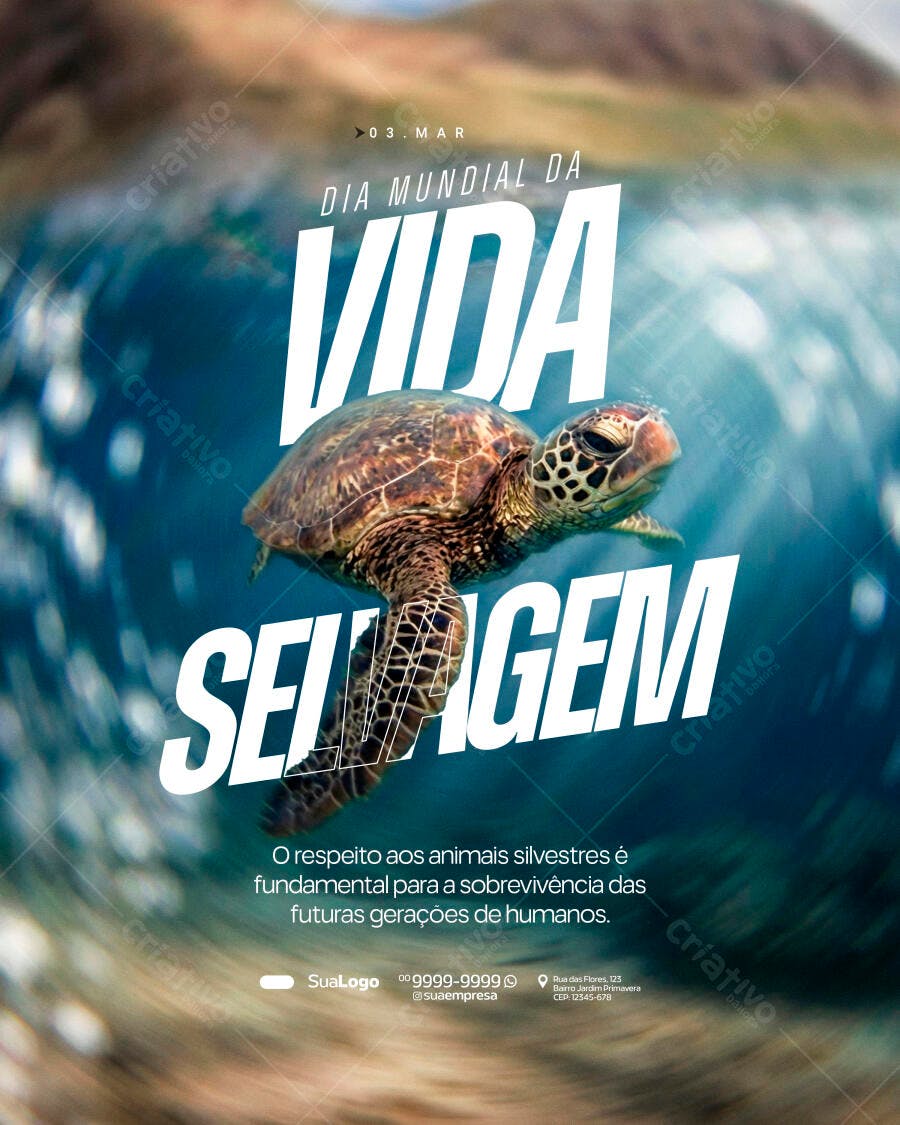 Post Dia Mundial da Vida Selvagem Março PSD Editável