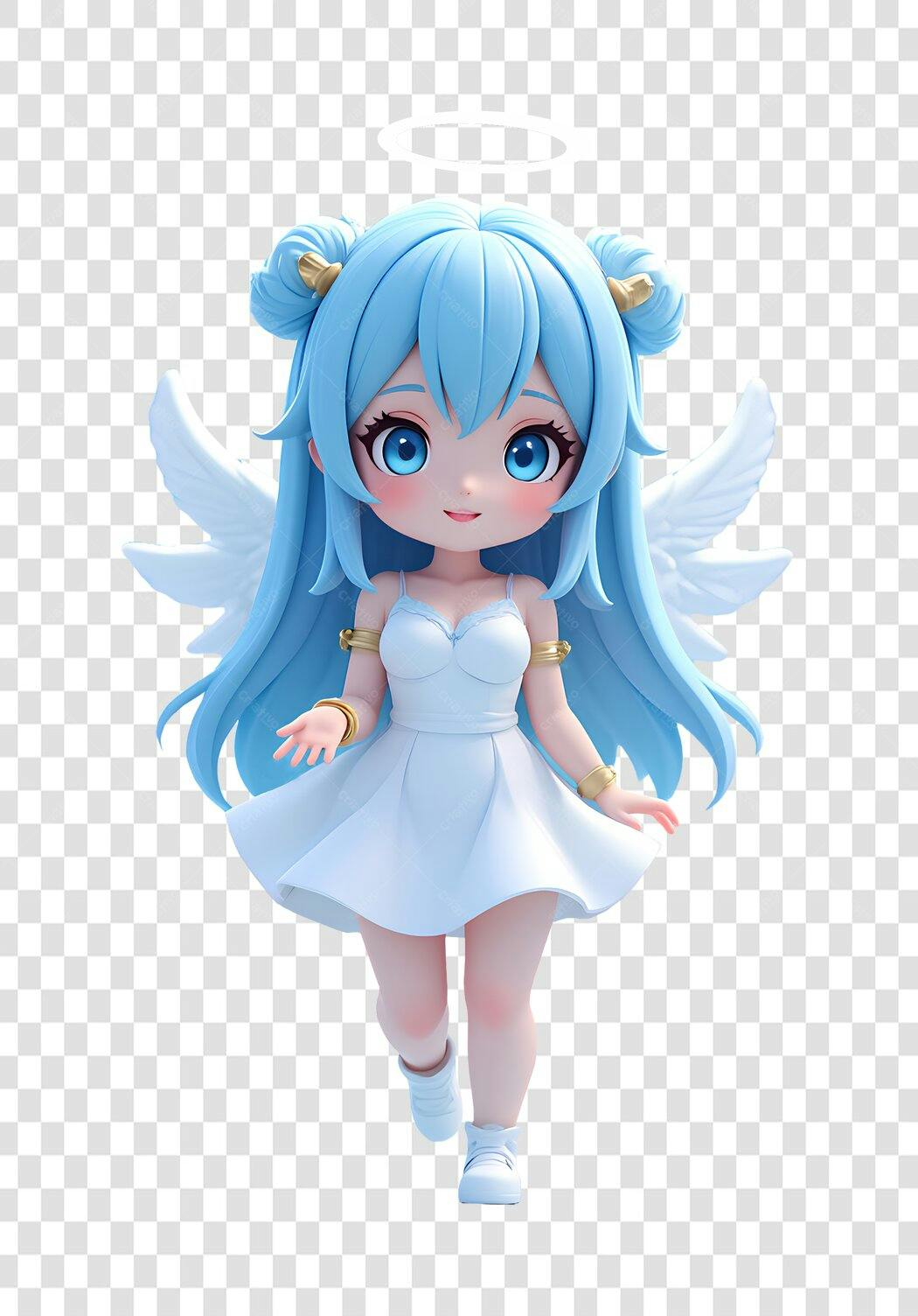 Personagem Ilustrado Anjo Anime Azul Fundo Transparente PNG