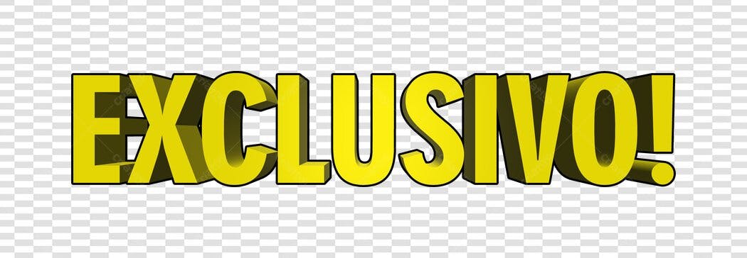 Elemento 3D Texto Exclusivo Amarelo PNG Fundo Transparente