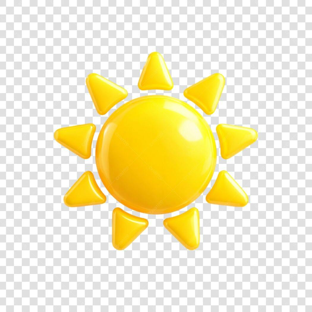 Elemento 3D Sol Amarelo Verão PNG Fundo Transparente