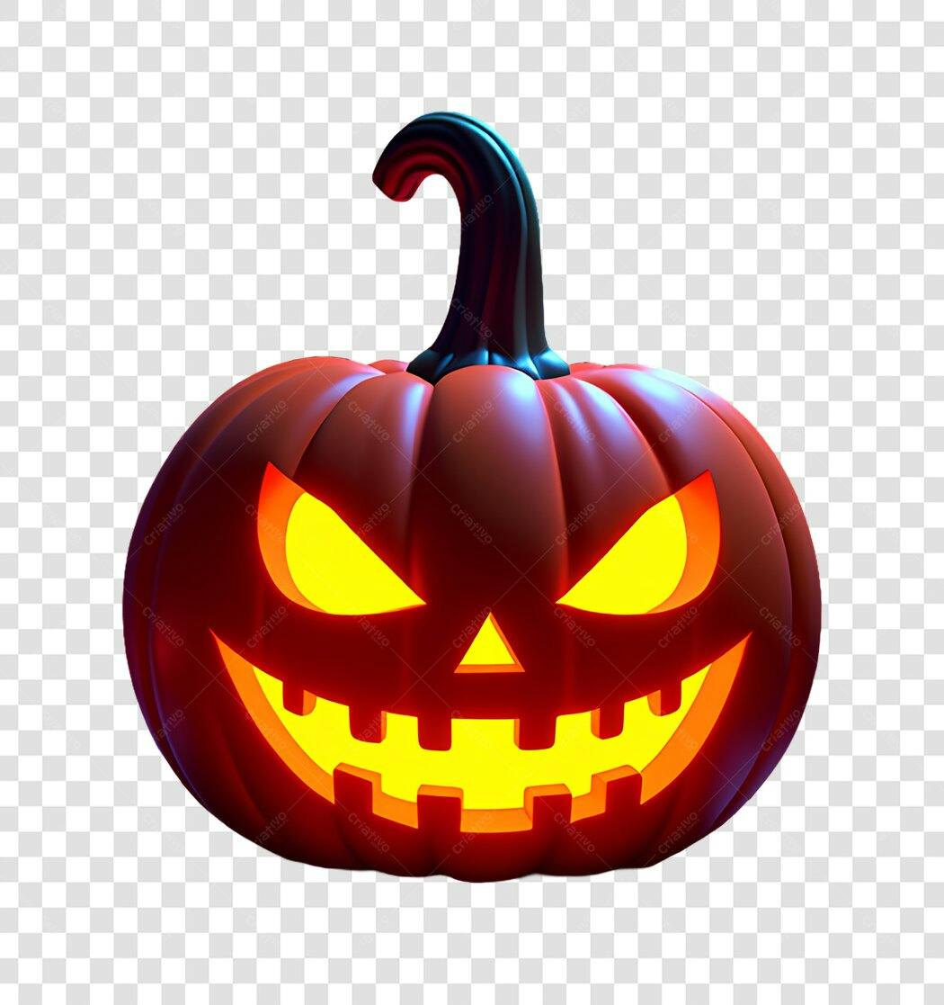 Elemento 3D Abóbora Halloween 31 Outubro PNG Fundo Transparente