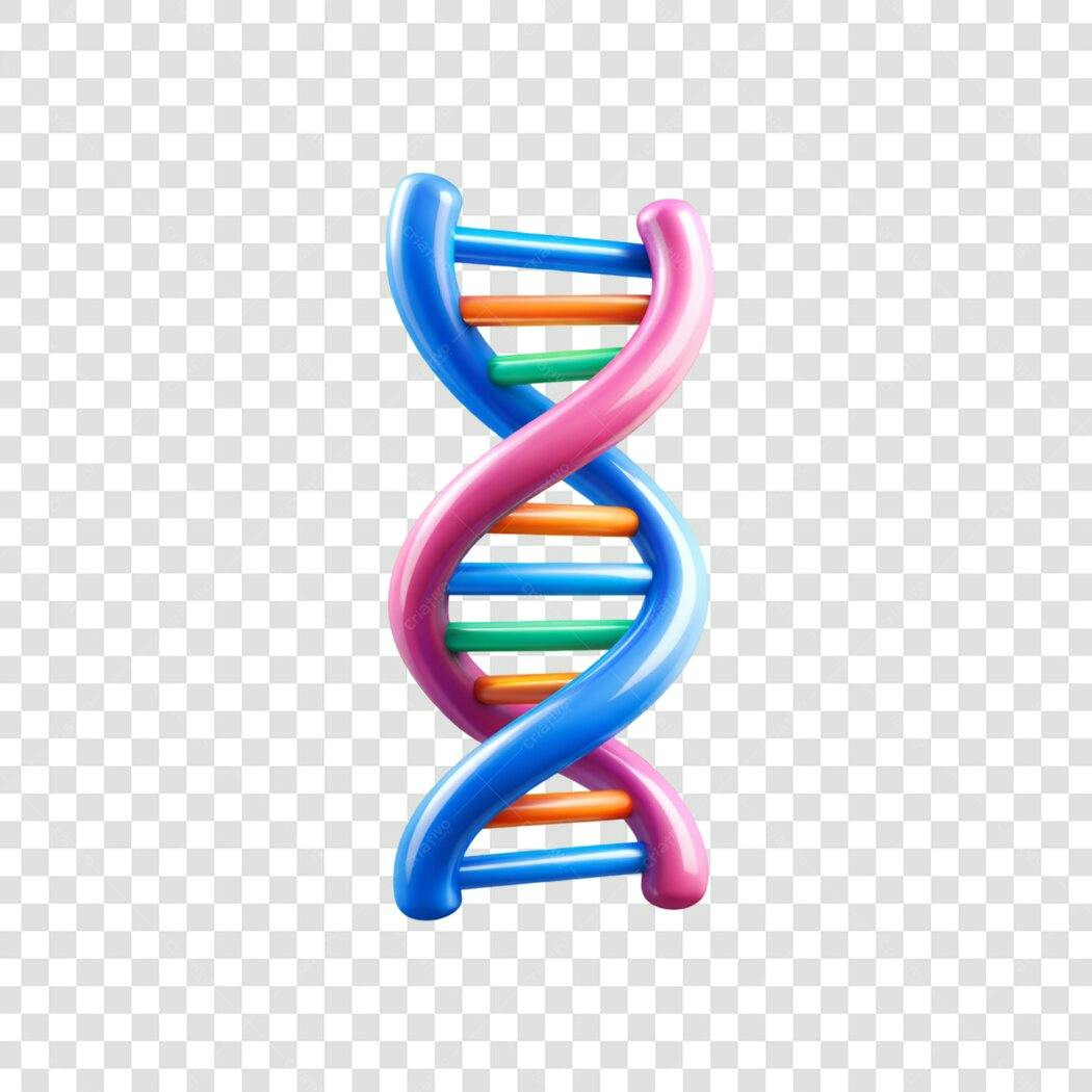 Elemento 3D DNA Genética Biologia Colorido PNG Fundo Transparente