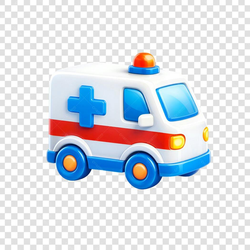 Elemento 3D Ambulância Hospitalar Ícone Saúde PNG Fundo Transparente