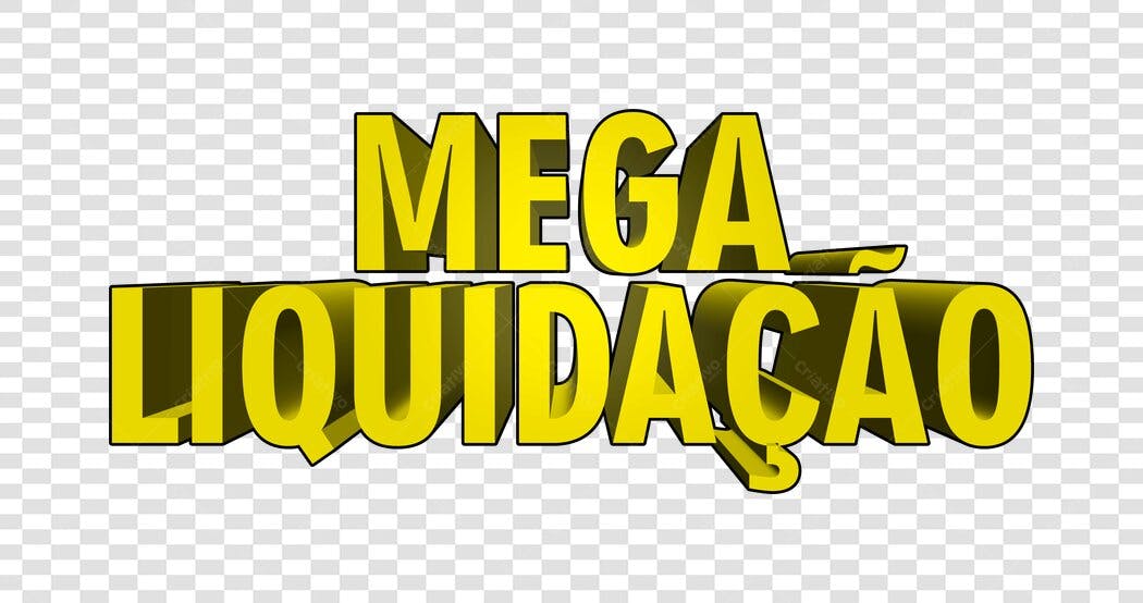 Elemento 3D Mega Liquidação Amarelo PNG Fundo Transparente