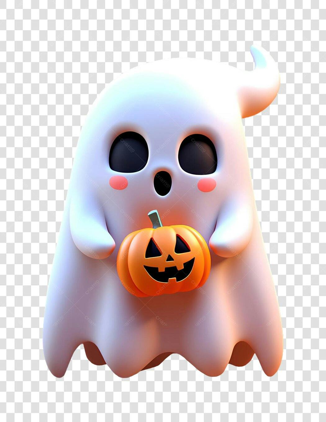 Personagem 3D Fantasma Halloween 31 Outubro PNG Fundo Transparente