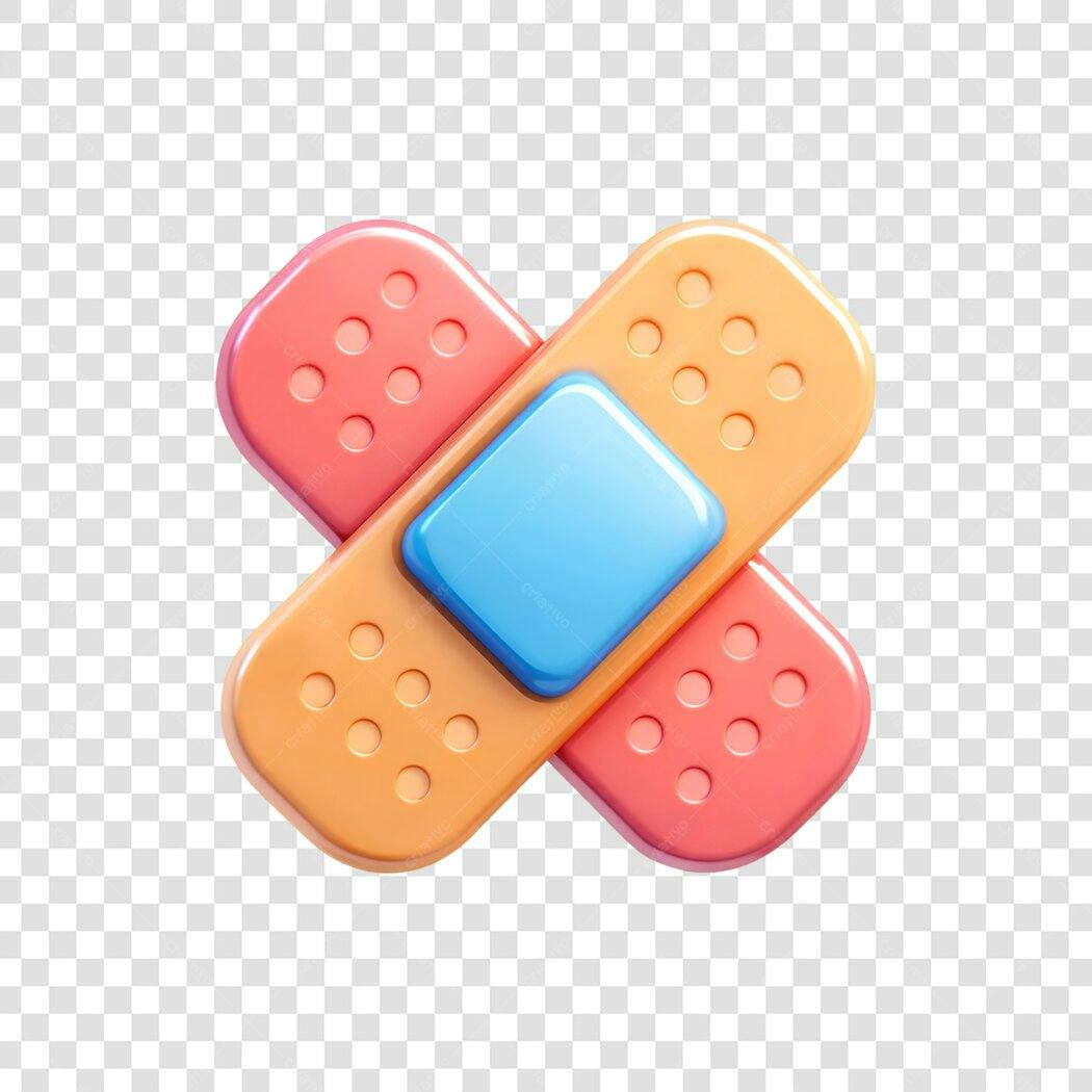 Elemento 3D Curativo Band-Aid Saúde PNG Fundo Transparente