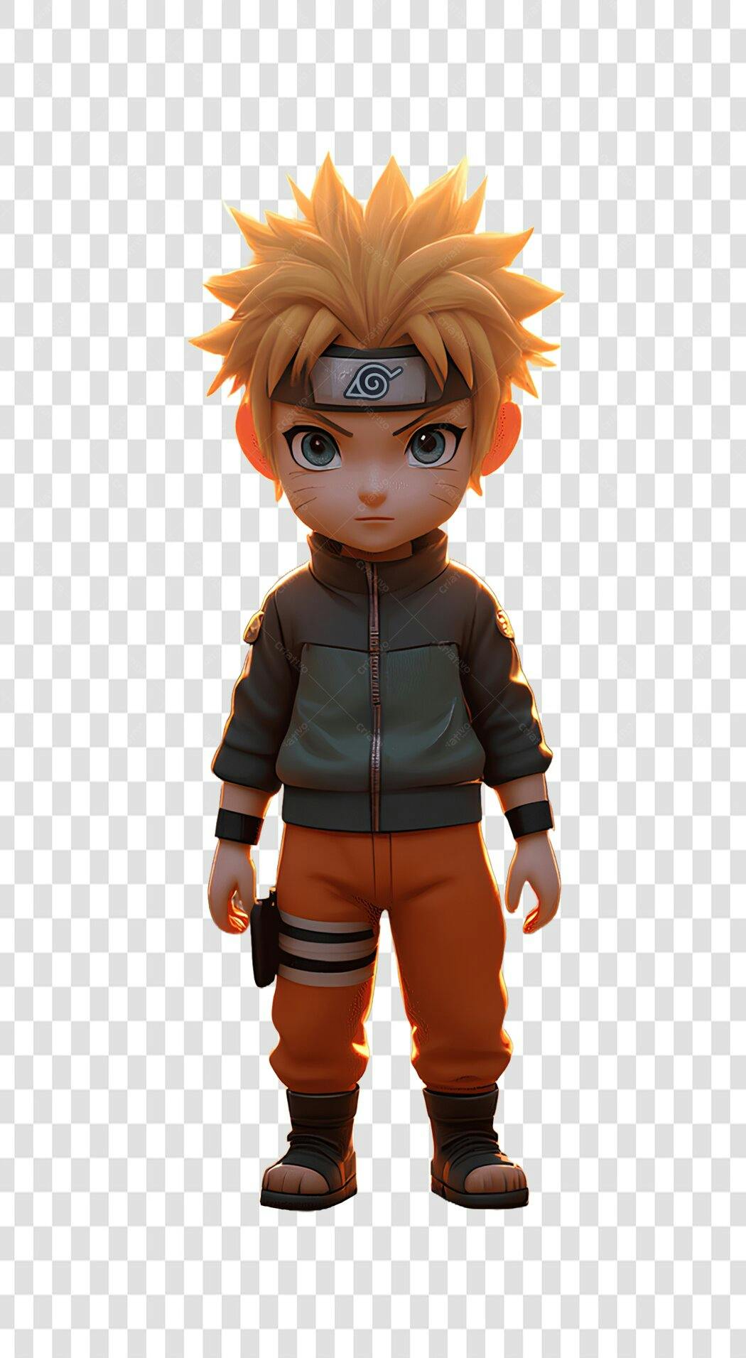 Personagem Ilustrado Naruto Chibi 3D PNG Fundo Transparente