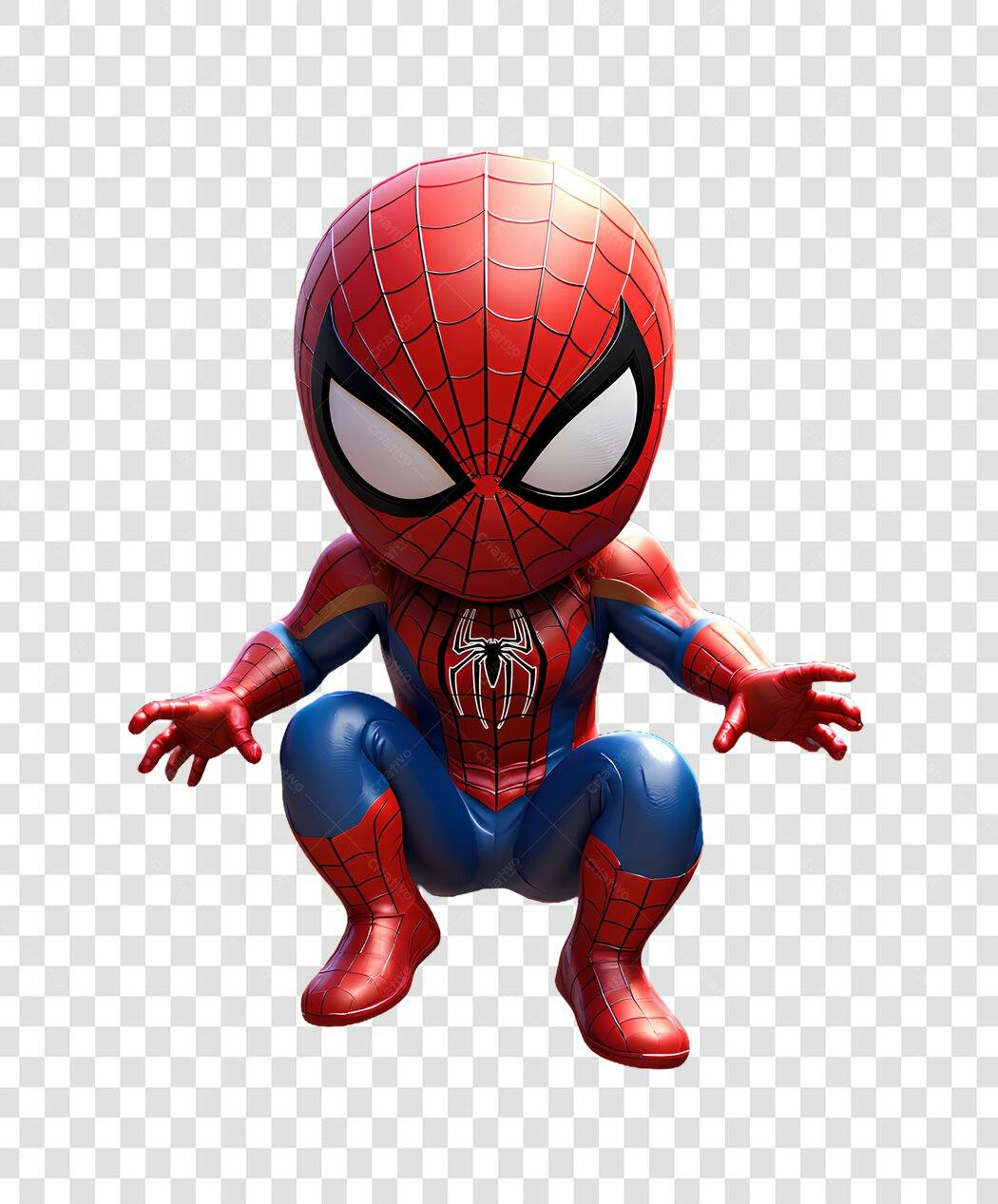 Personagem 3D Homem-Aranha Chibi PNG Fundo Transparente