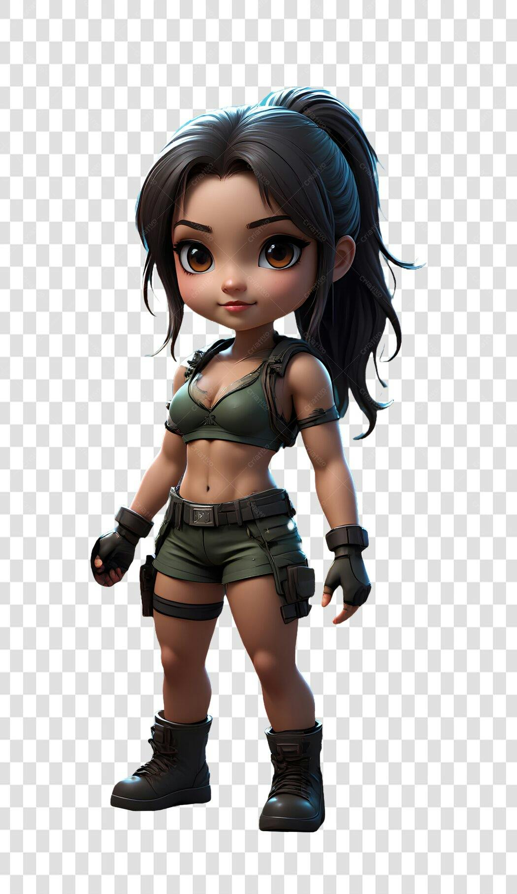 Personagem Ilustrado Menina Aventureira Estilo Chibi PNG Fundo Transparente