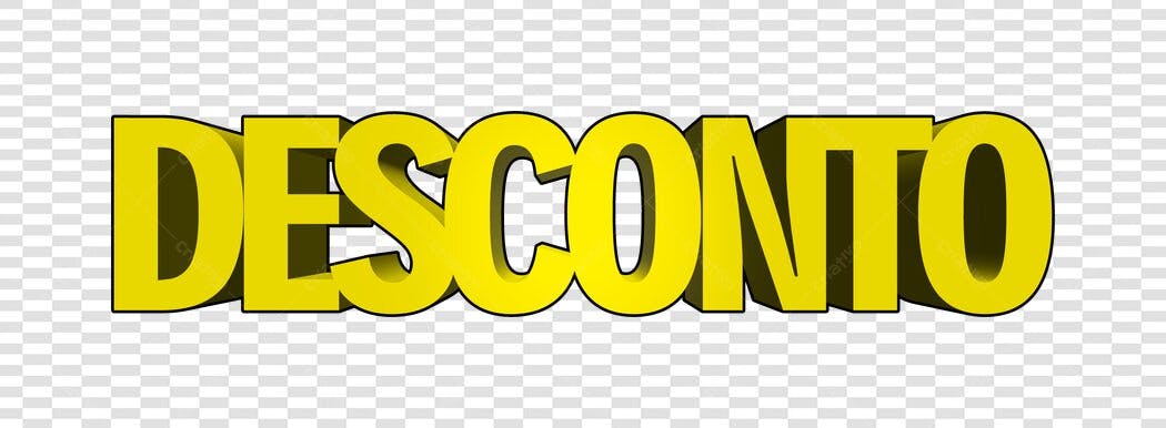Elemento 3D Texto Desconto Amarelo PNG Fundo Transparente
