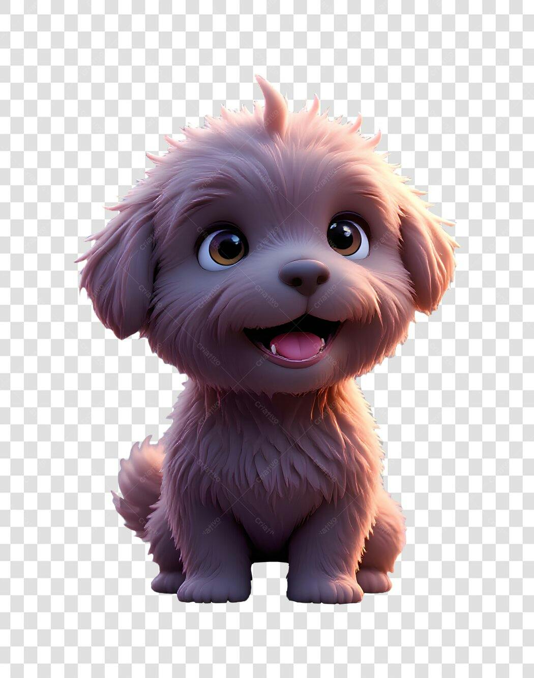 Personagem Ilustrado Cachorro Fofo Filhote Lilás PNG Fundo Transparente