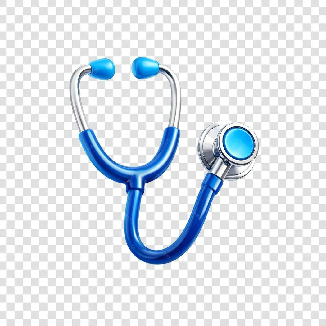 Elemento 3D Estetoscópio Azul Médico PNG Fundo Transparente