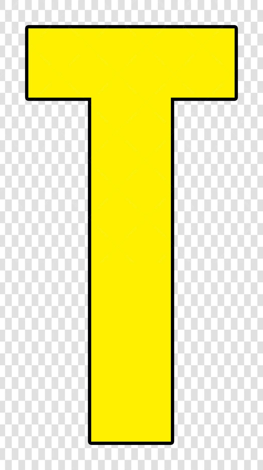 Clipart Letra T Amarela Simples PNG Fundo Transparente