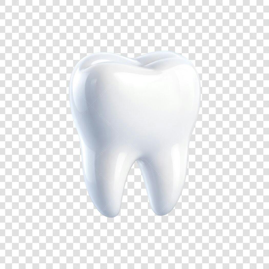 Elemento 3D Dente Branco Odontologia PNG Fundo Transparente