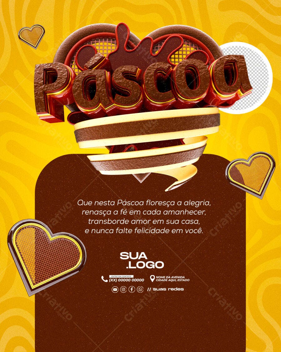 Post Instagram Páscoa Chocolate Marrom PSD Editável