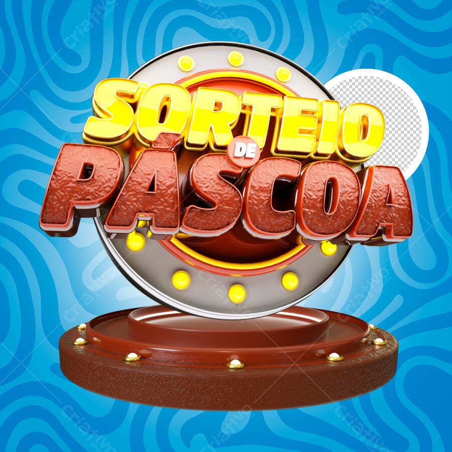 Sorteio Páscoa Selo 3D PSD Editável