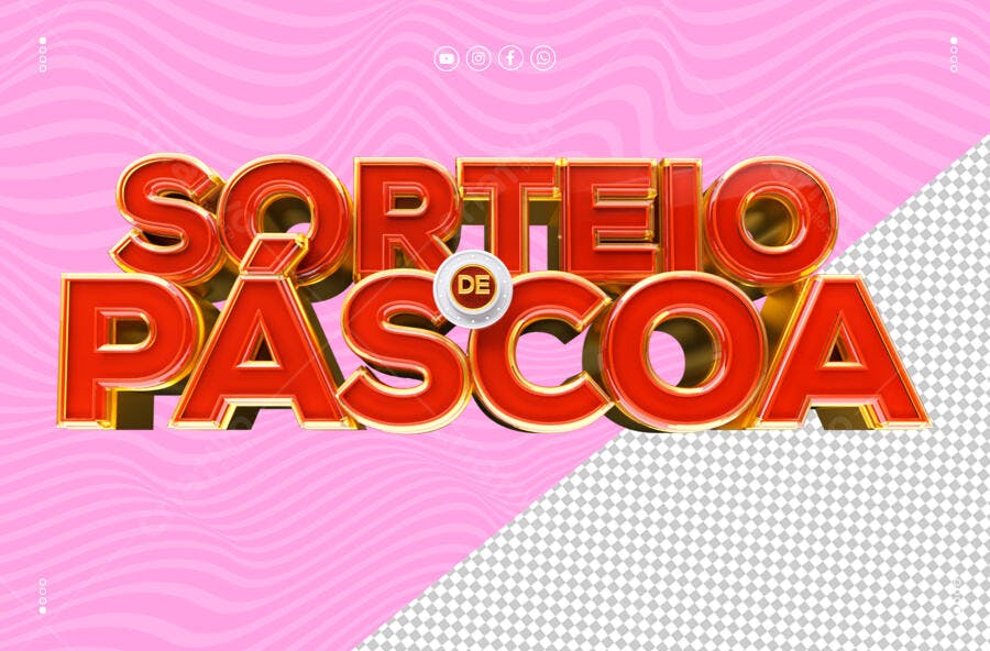 Sorteio de Páscoa PSD Editável Texto 3D Vermelho