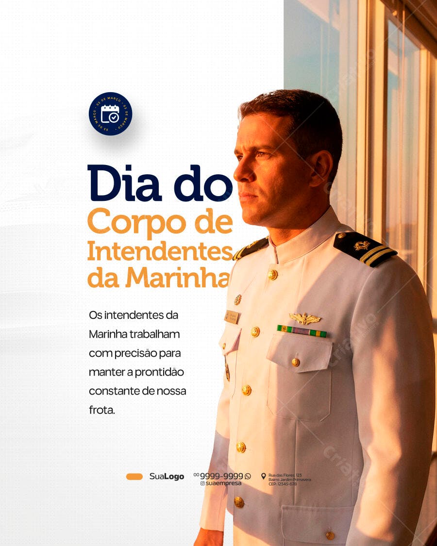 Post Instagram Dia do Corpo de Intendentes da Marinha PSD Editável