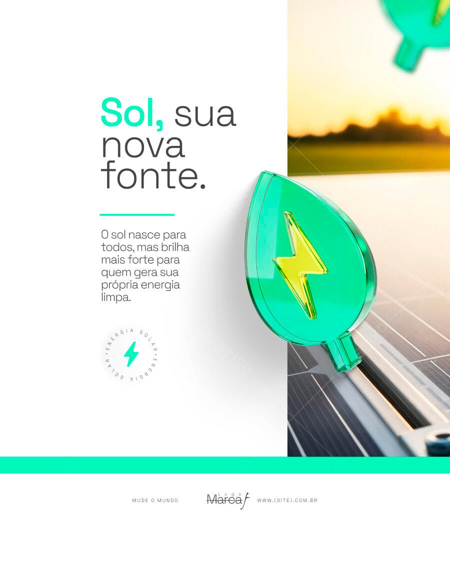 Post Instagram Energia Solar Sustentabilidade PSD Editável