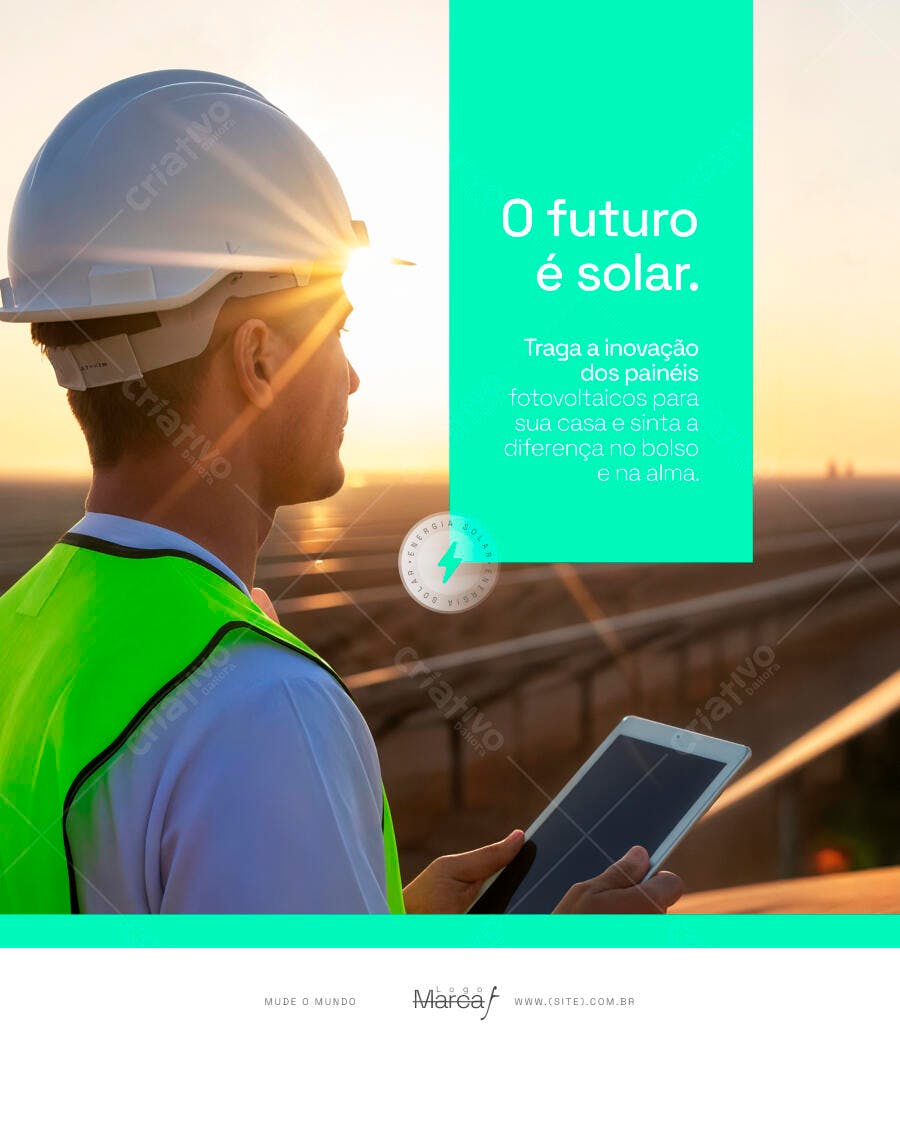 Post Instagram Energia Solar Sustentabilidade PSD Editável