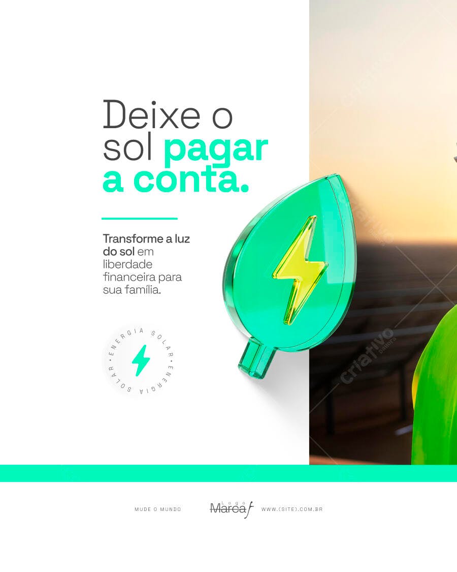 Post Instagram Energia Solar Sustentabilidade PSD Editável