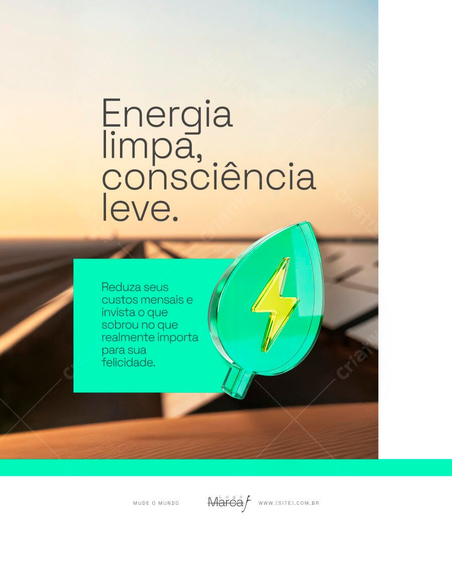 Post Instagram Energia Limpa Sustentabilidade PSD Editável