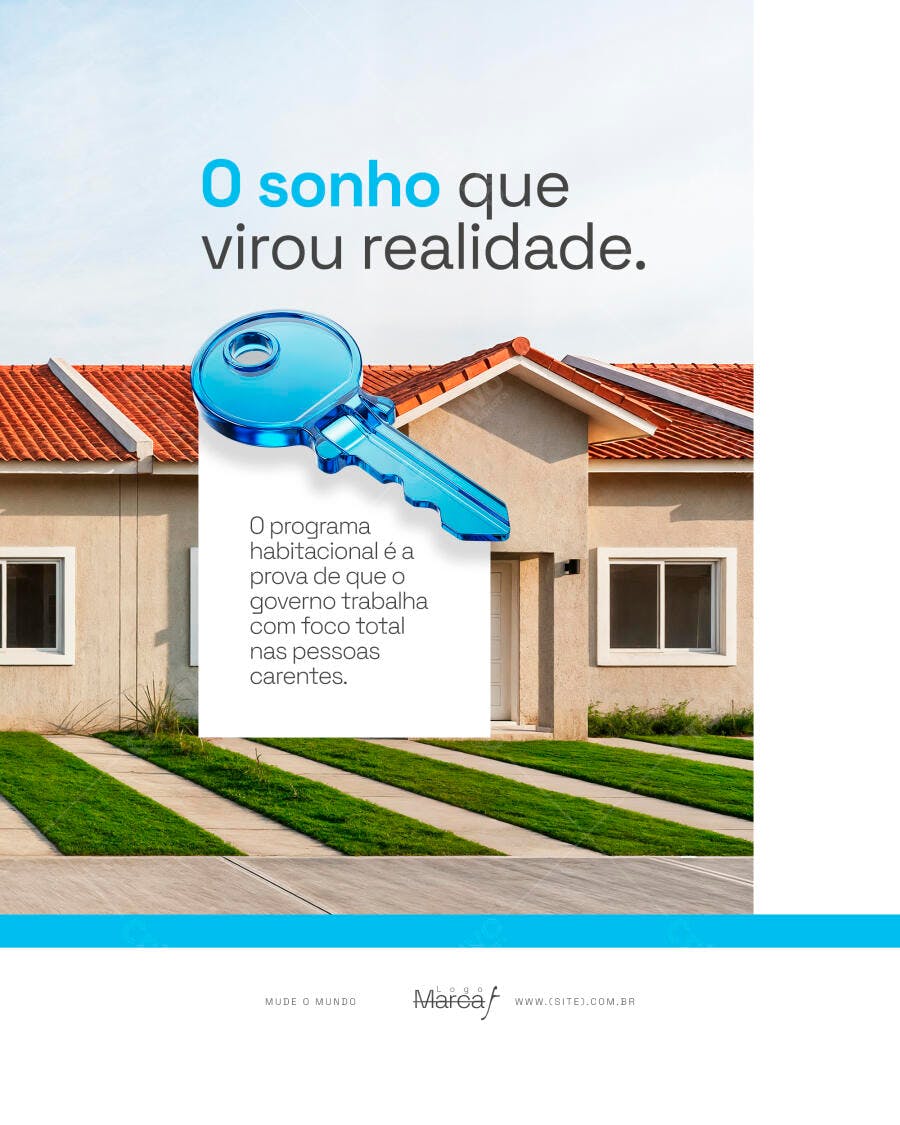 Banner Imobiliário Casa Chave Azul PSD Editável