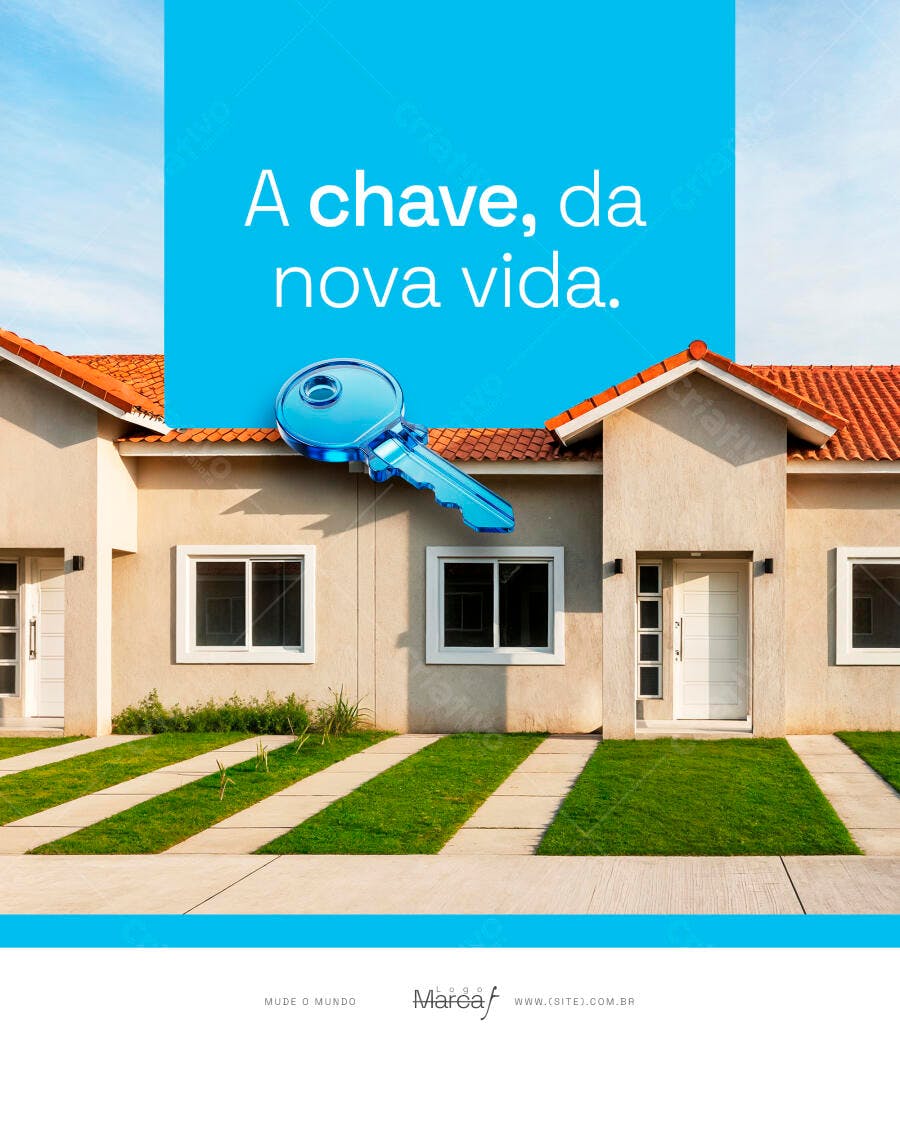 Flyer Imobiliária Casa Nova Chave PSD Editável