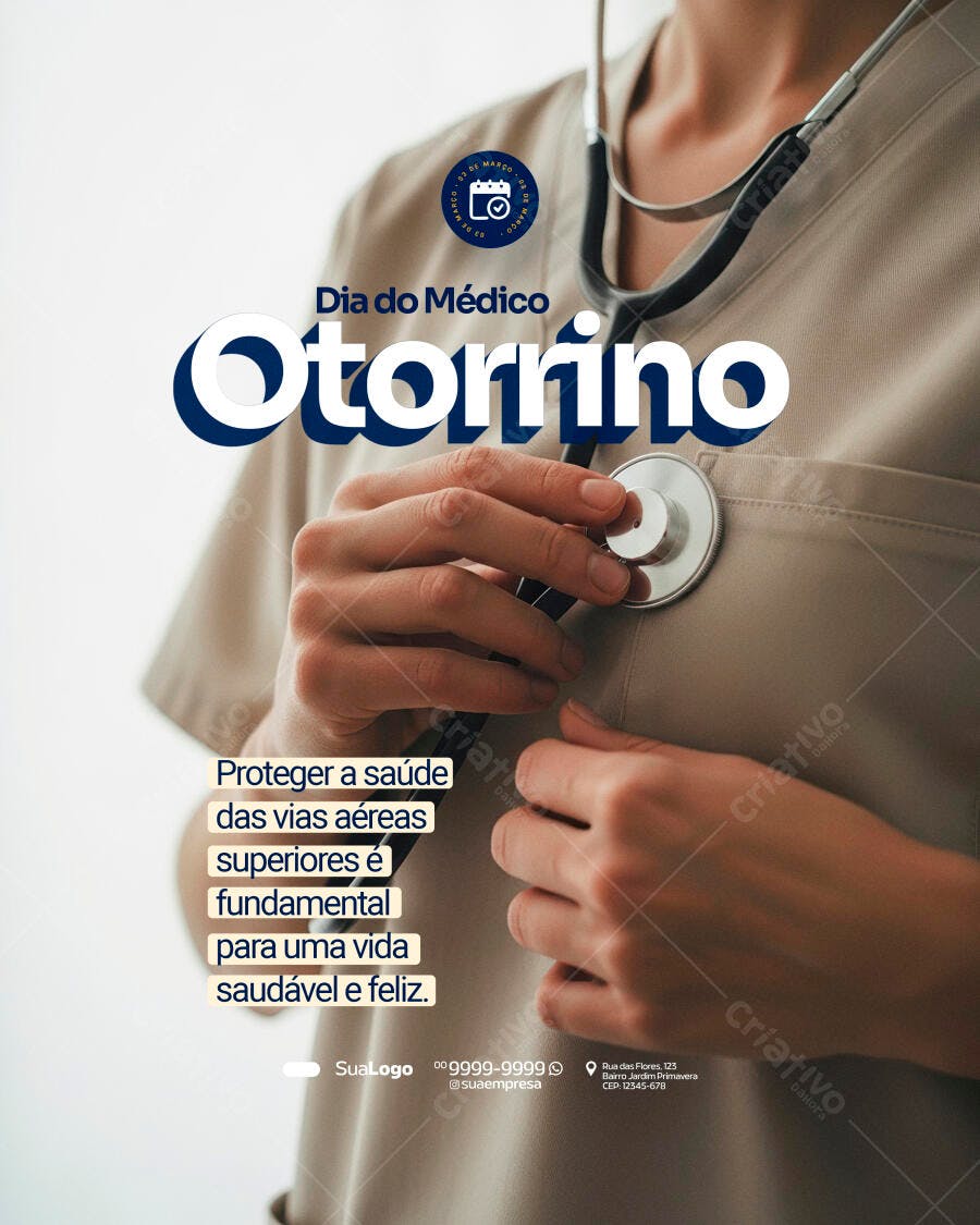 Post Dia do Médico Otorrino Clínica Médica PSD Editável