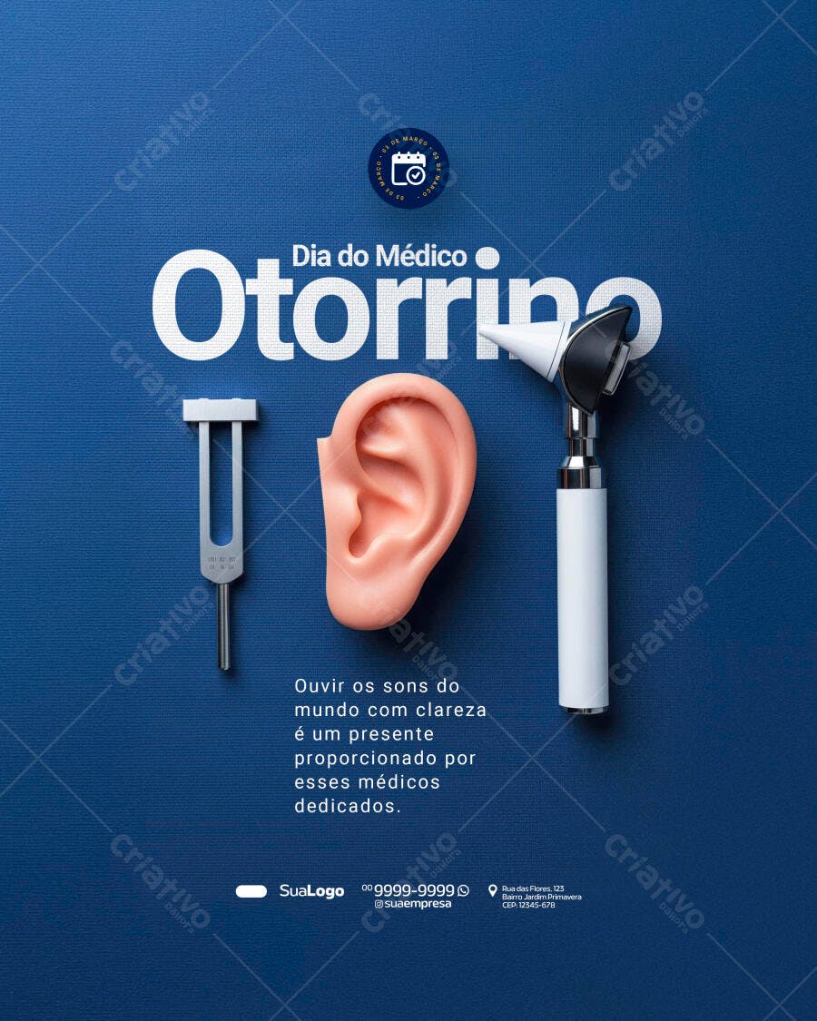 Post Dia do Médico Otorrino Clínica Médica PSD Editável