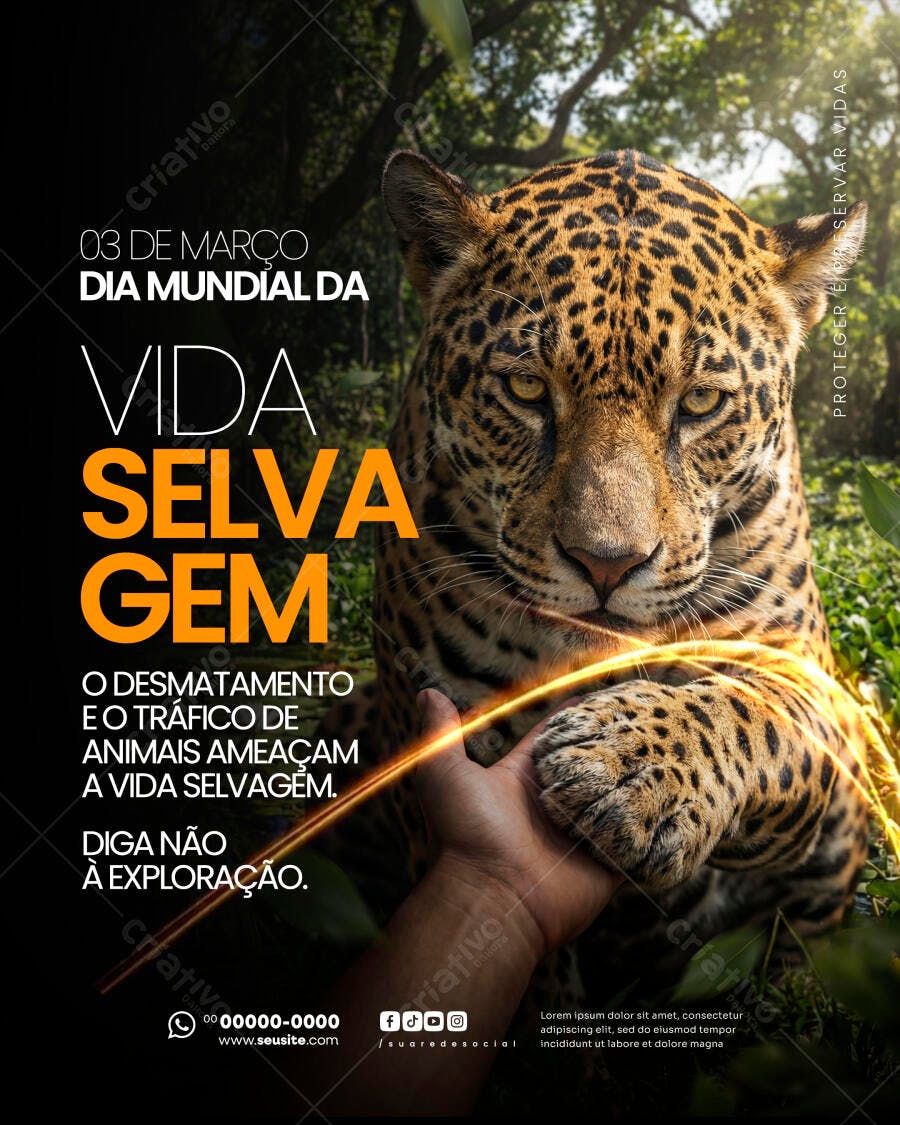 Post Dia Mundial da Vida Selvagem 3 de Março PSD Editável