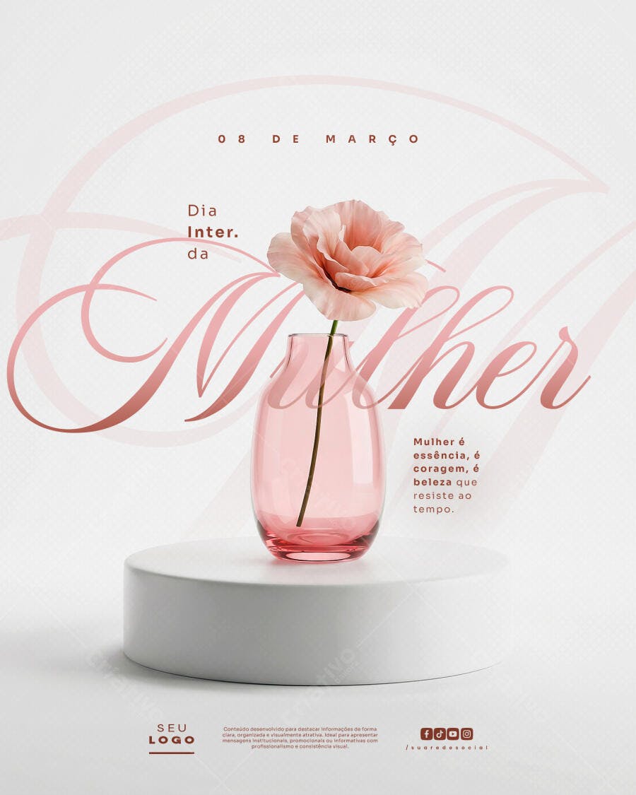 Post Instagram Dia Internacional da Mulher 8 de Março PSD Editável