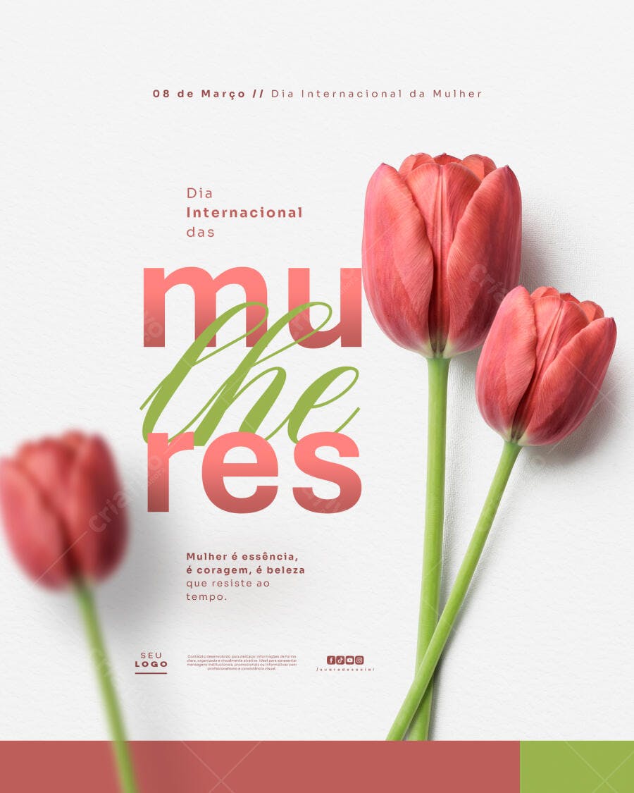 Post Instagram Dia Internacional da Mulher 8 de Março PSD Editável