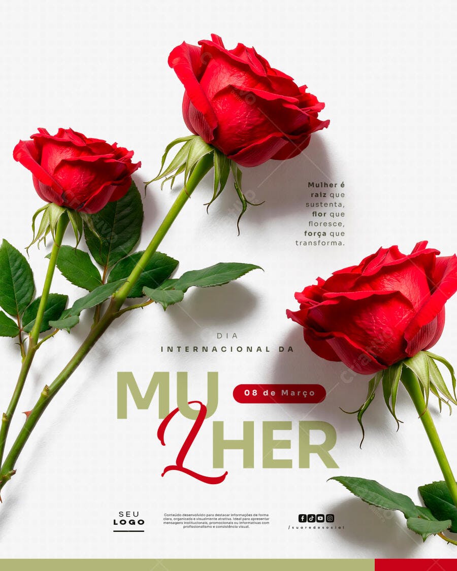 Post Dia Internacional da Mulher 8 de Março PSD Editável
