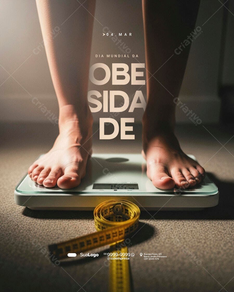 Post Instagram Dia Mundial da Obesidade Saúde PSD Editável
