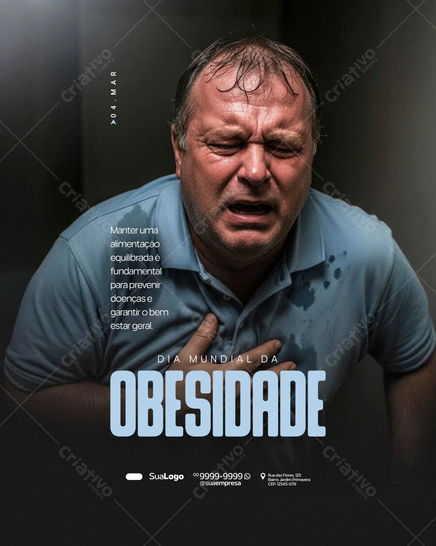 Post Dia Mundial da Obesidade Março PSD Editável