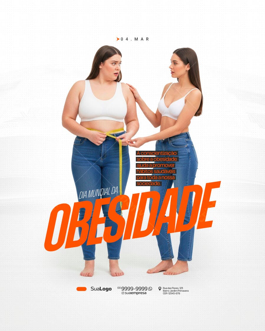 Post Instagram Dia Mundial da Obesidade Saúde PSD Editável