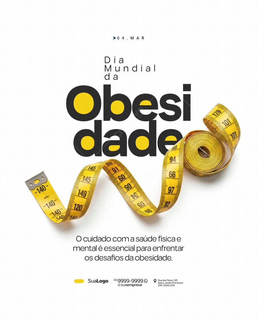 Post Dia Mundial da Obesidade Saúde PSD Editável