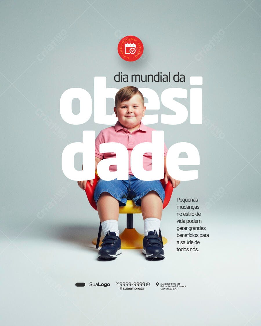 Post Dia Mundial da Obesidade Saúde PSD Editável