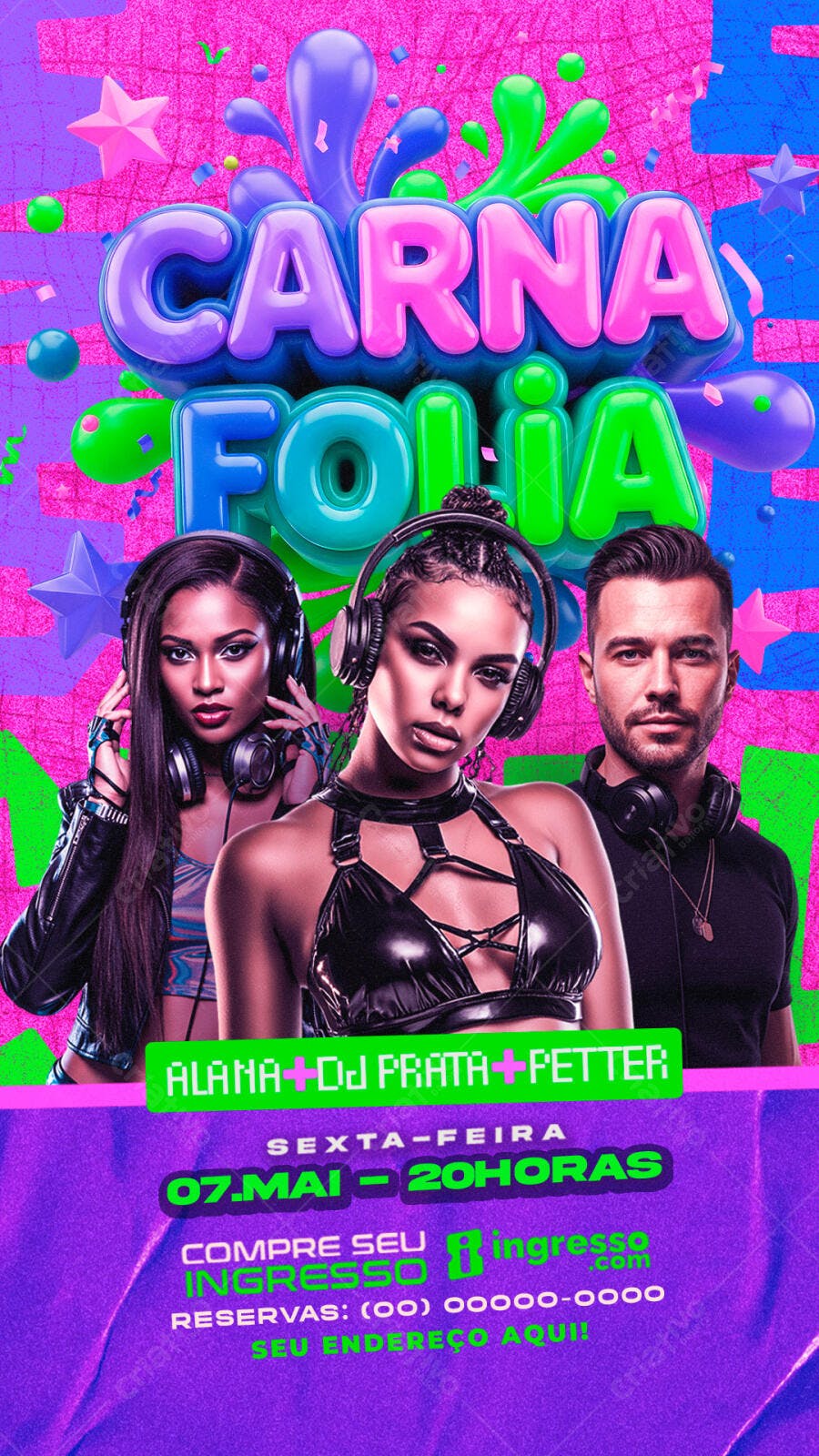 Story Instagram Carnafolia Maio Festa Balada PSD Editável