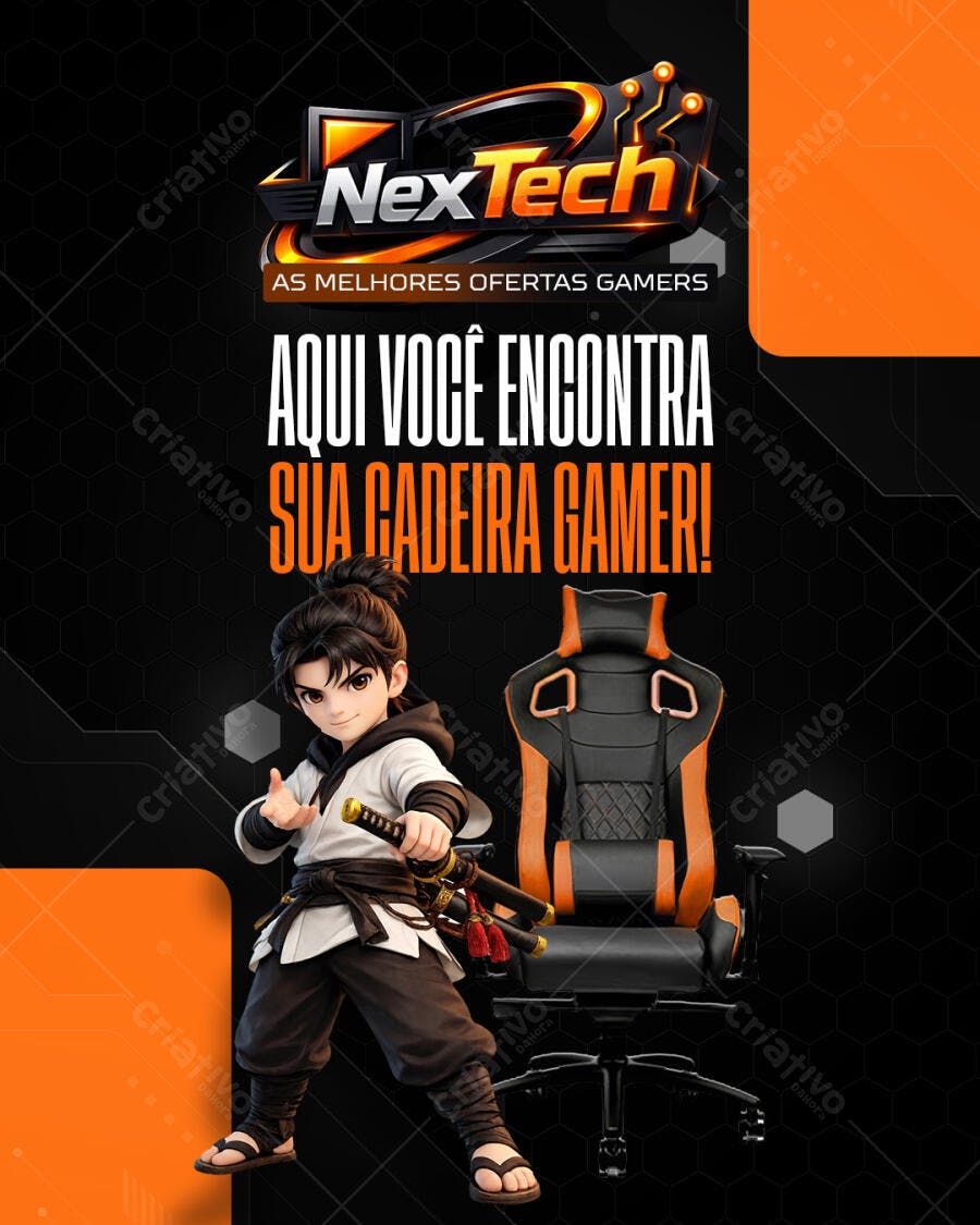 Post Instagram Cadeira Gamer NexTech PSD Editável