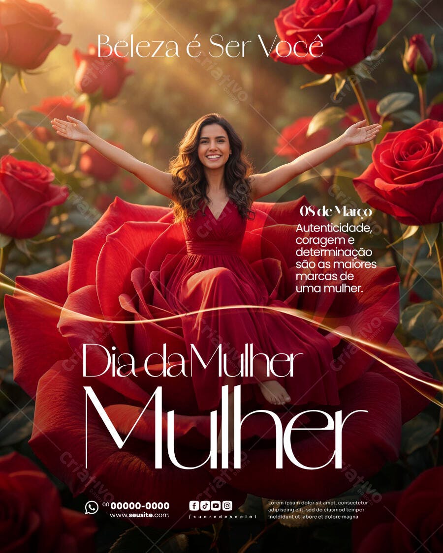 Post Instagram Dia da Mulher 8 de Março PSD Editável