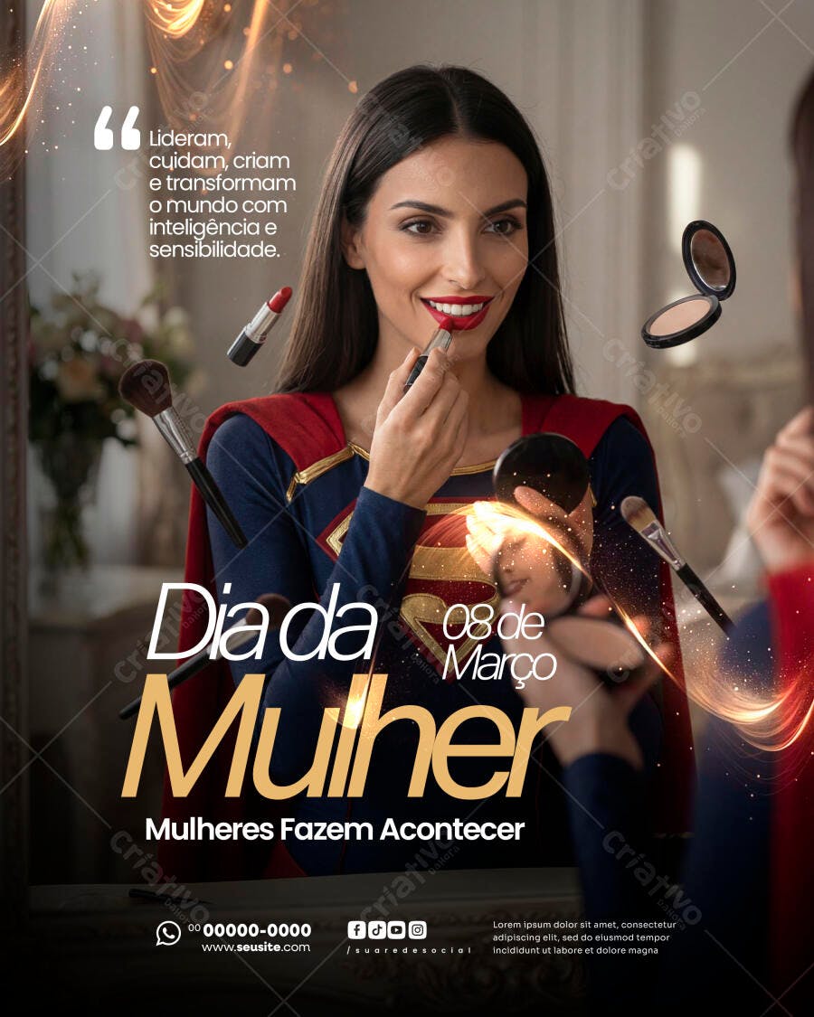 Post Instagram Dia da Mulher 8 de Março PSD Editável