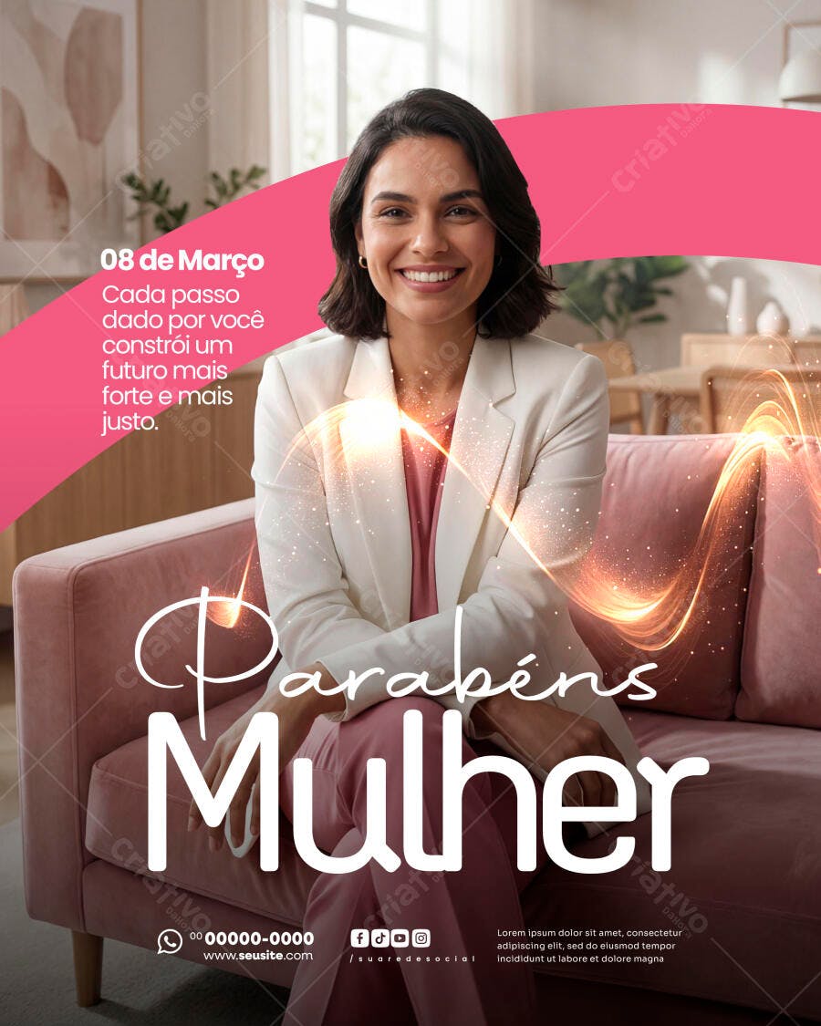 Post Dia Internacional da Mulher 8 de Março PSD Editável