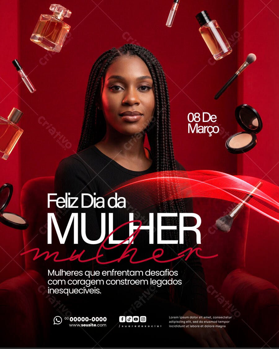 Post Instagram Dia da Mulher 8 de Março Estética PSD Editável