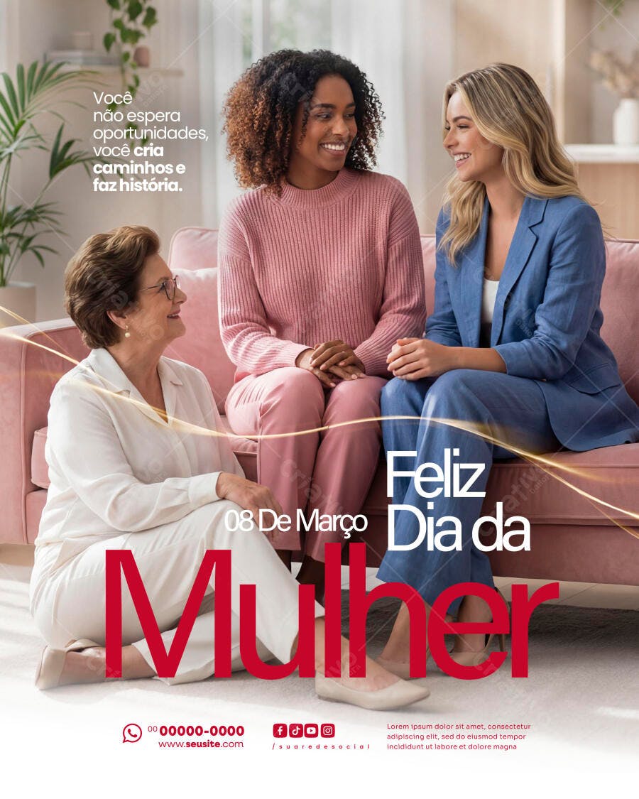 Post Instagram Dia Internacional da Mulher 8 de Março PSD Editável