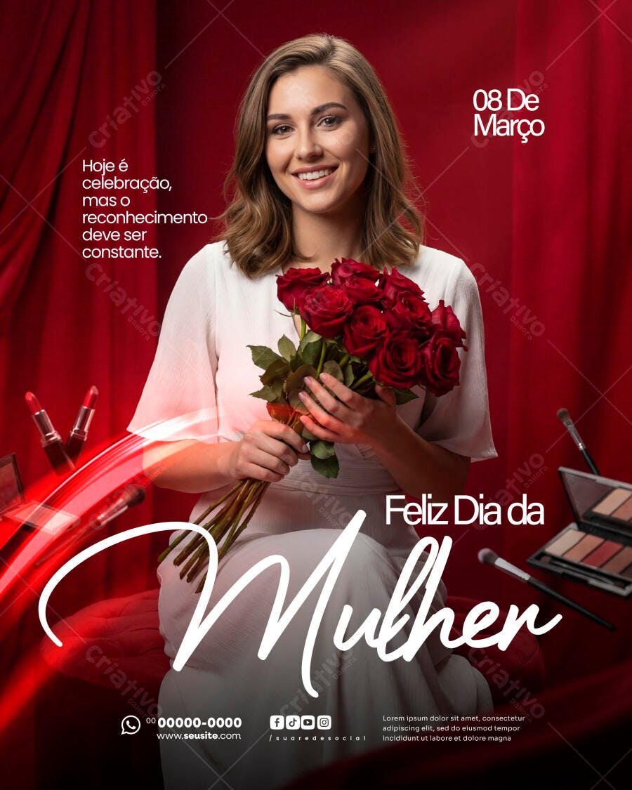 Post Instagram Dia da Mulher 8 de Março PSD Editável