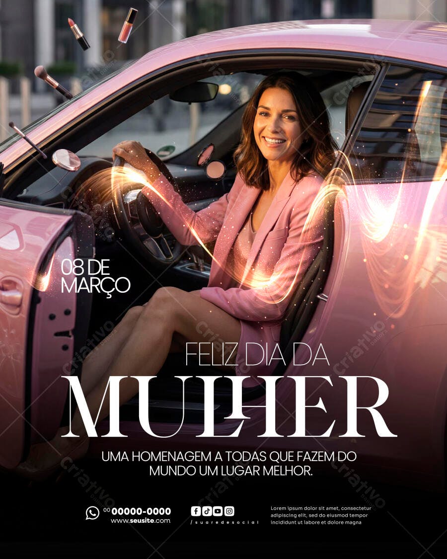Post Instagram Dia Internacional da Mulher 8 de Março PSD Editável