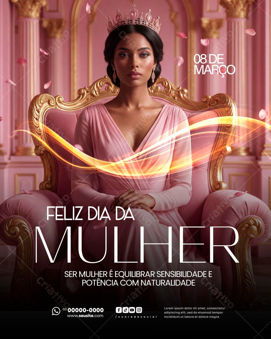 Post Instagram Dia Internacional da Mulher 8 de Março PSD Editável